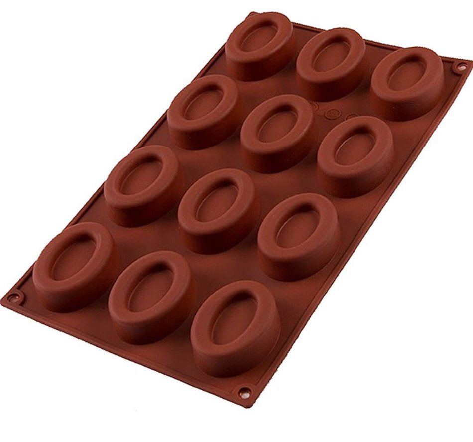 Silicone Molds Oval Shape Trays - 12 Holes Silicone Mold DIY Handcraft Ice espresso molds Chocolate Ice Cube Tray N2