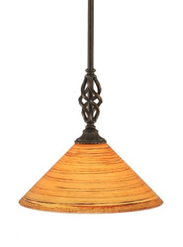 Toltec Lighting 80-DG-444 Elegant Mini-Pendant Dark Granite Finish with Firr Saturn Glass Shade, 12-Inch by Toltec...