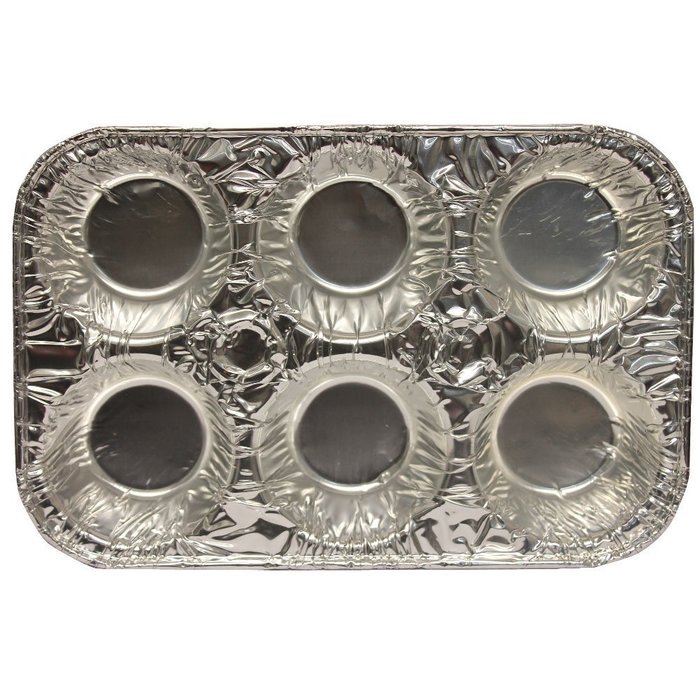 12 Mini Cavity Compartment Muffin Aluminum Foil Disposable Recyclable Pan-6 Pack (12 Cavity Compartmen) N2