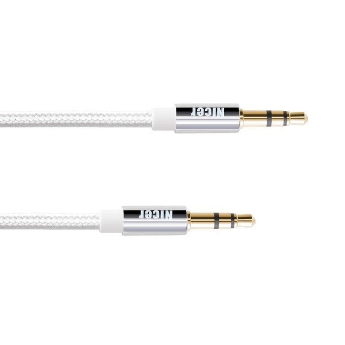 Nicer&reg; 6.6 Ft Premium Nylon Audio Cable / Aux Cord ,3.5mm Auxiliary Aux Cable for Car Stereo, Apple iphone, ipad... N9