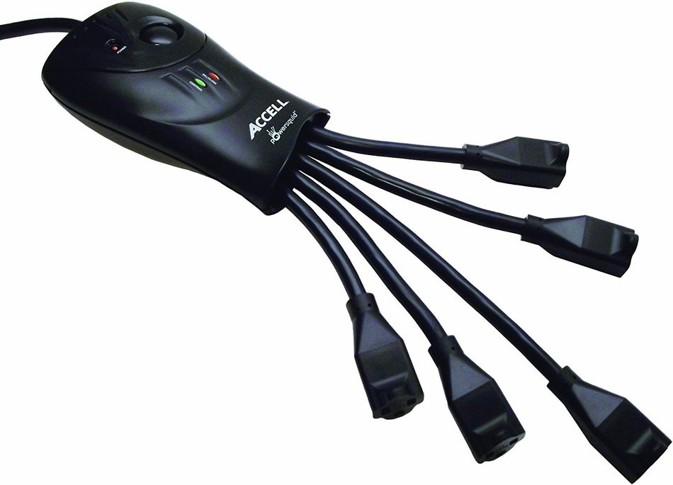 Accell D080B-009K, PowerSquid 5-Outlet Surge Protector with Power Conditioner - 600 Joules, 6-Foot (1.8-Meter)... N3