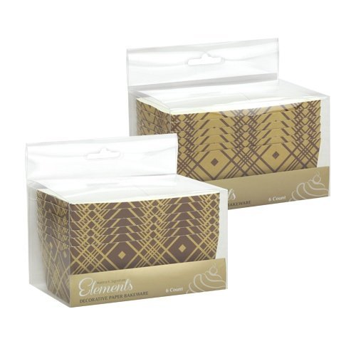 Hanna K. Signature 6 Count Elements Rectangle Baking Pans, 4.5" x 2.5" x 2", Brown Plaid