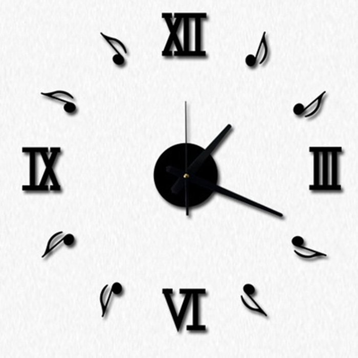 MuLuo Music Notation Roman Digits Wall Clock DIY Acrylic Wall Stickers Watches Home Decor Clock red N3
