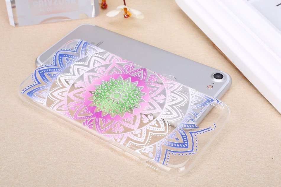 iPhone 7 Case, PHEZEN Henna Mandala Floral Design [Scratch Resistant] Clear TPU Bumper Case Soft Rubber Gel Silicone... N61