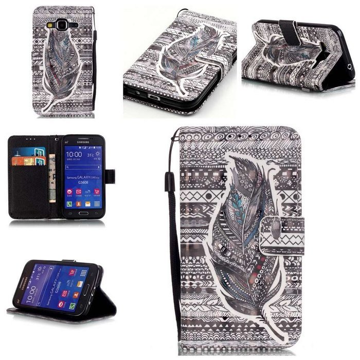 Samsung Galaxy Core Prime Case,Yaheeda [3D Colored Drawing] [Flip Fit] Premium PU Leather Card-Slots Cash-Slots... N54