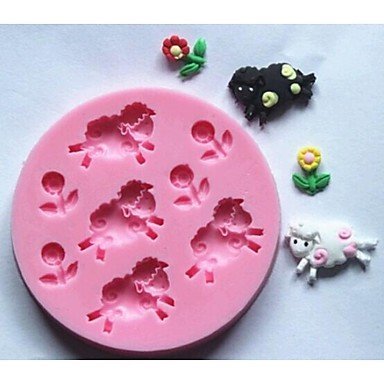 Y&XL&H Sheep and Flowers Fondant Cake Silicone Mold Cake Decoration Tools,L7.7cmW7.7cmH1cm