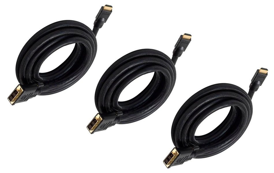 Monoprice 102285 15' 24AWG CL2 High Speed HDMI to DVI Adapter Cable with Net Jacket, Black N14