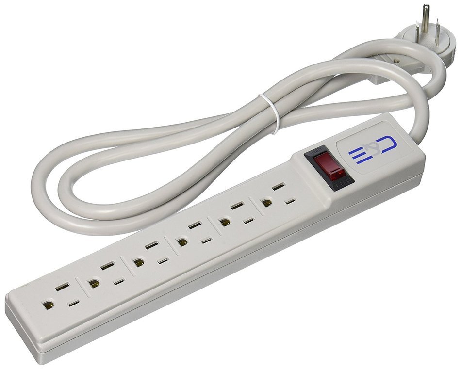 C&E CNE75952 10-Feet Surge Protector Flat Rotating Plug 6 Outlet Horizontal Outlets Plastic Power Cord, Gray N7