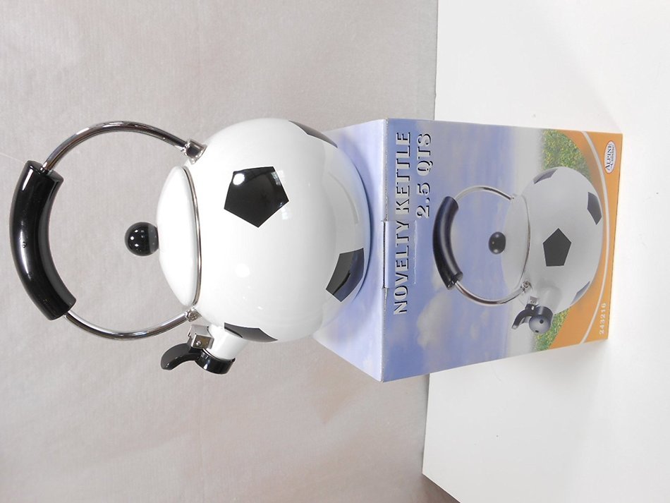 Novelty Soccer Ball Tea Kettle Enamel on Steel 2.5 Qts