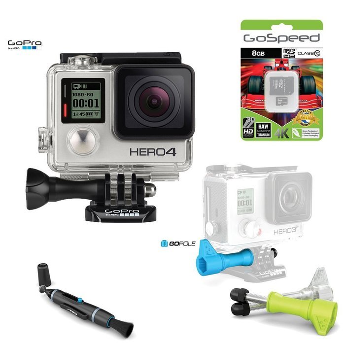 GoPro Hero4 Hero 4 12MP Full HD 4K 30fps 1080p 120fps Built-In Wi-Fi Waterproof Wearable Camera Black Adventure... N56