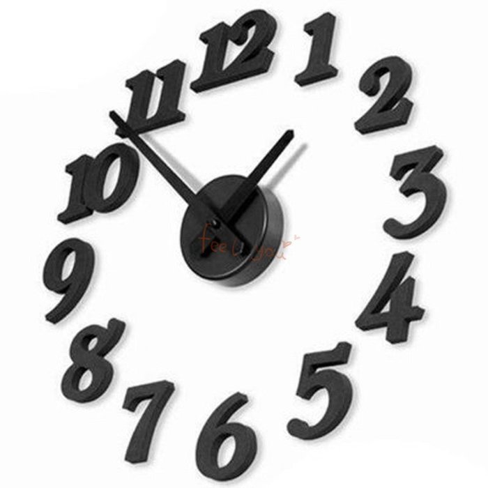 3D Diy Adhesive Decal Modern Wall Digit Number Room Interior Decoration Clock