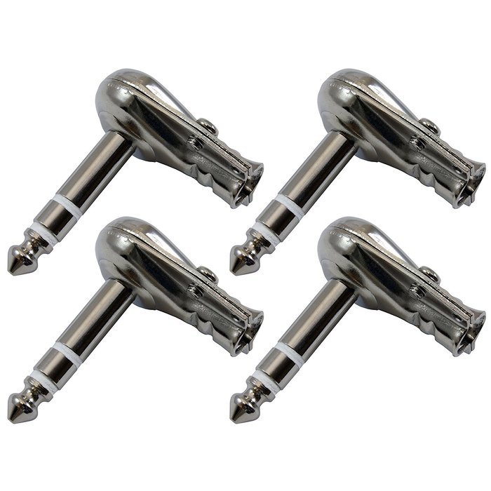 GLS Audio 1/4" Right Angle Plugs TRS Stereo Flat Pancake Style for Speaker Cables, Patch Cables, Snakes - Male... N4