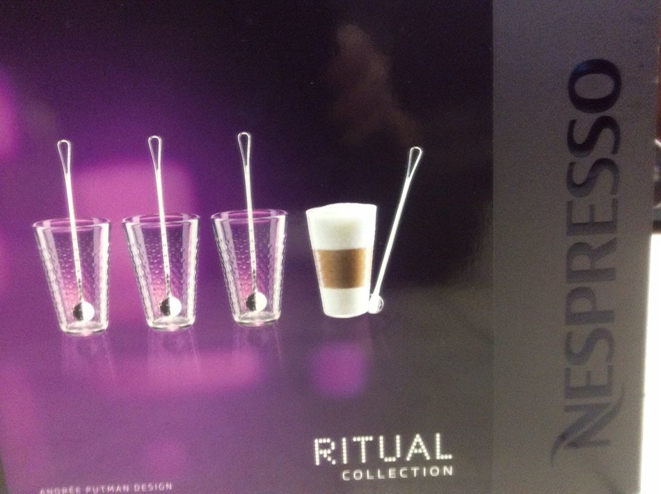 Nespresso 4 Ritual Recipe Glasses And Spoons In Brand Box , By Andree Putman Design,New