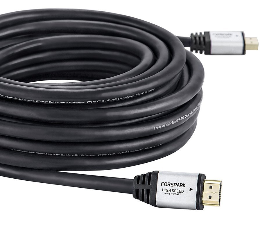 FORSPARK High Speed Ultra HDMI Cable 50ft with Ethernet ,Supports 4K, 3D, 1080p Full HD Latest Version, Silver... N4