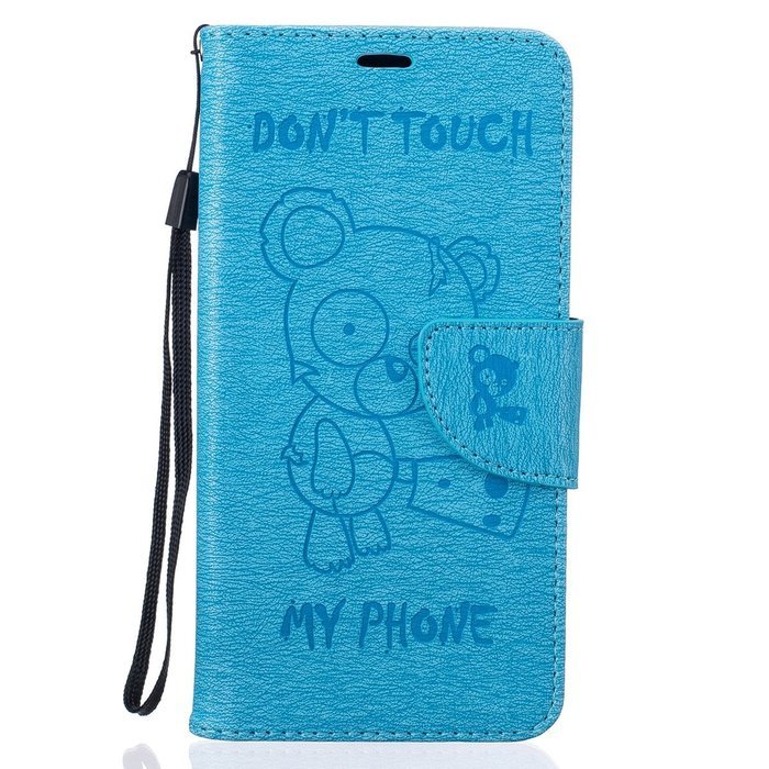 LG K7 Case, LG K7 Wallet Case,PHEZEN Cute Bear Don't Touch My Phone Design PU Leather Wallet Case Stand Flip Case... N63