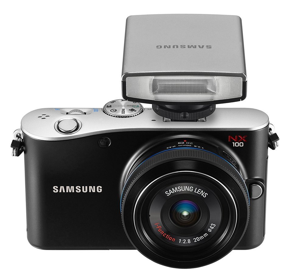 Samsung EV-NX100 14.6 MP Digital Camera with SLR 20-55mm iFunction Lens and External Flash N2