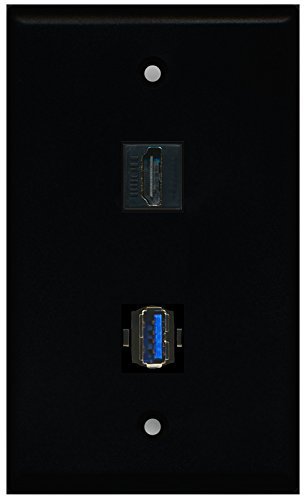 RiteAV - Black 1 Port HDMI 1 Port USB 3.0 Wall Plate