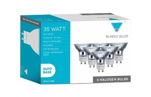 Triangle Bulbs T10289-6 (6 pack) - Q35MR16/FL/GU10, 35 Watt, MR16 With UV Glass Cover, 120 Volt, GU10 Base, Halogen...