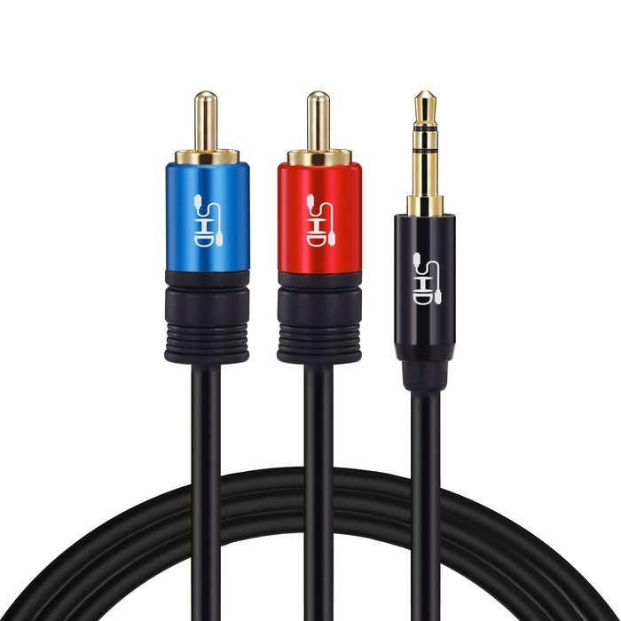 Super HD 3.5mm Aux to 2RCA Y Splitter Stereo Audio Cable Male Type OFC Conductor High Flexible PVC Jacket Dual... N8