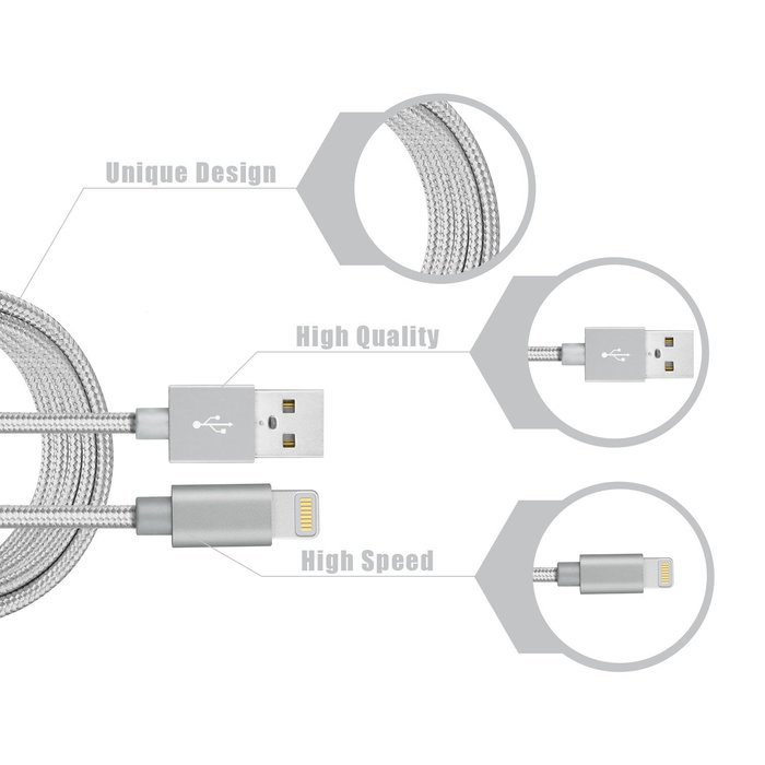Kabel Leader Charger for iPhone, Strengthened Lightning to USB Cable Extra Long Charge Sync Data Cable Cord Wire... N31