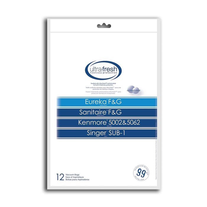 Eureka F&G Sanitaire F&G Kenmore 5002 and 5062 Singer SUB-1 Micro Filtration Bag, 12 Bags Treated with Ultra-Fresh...