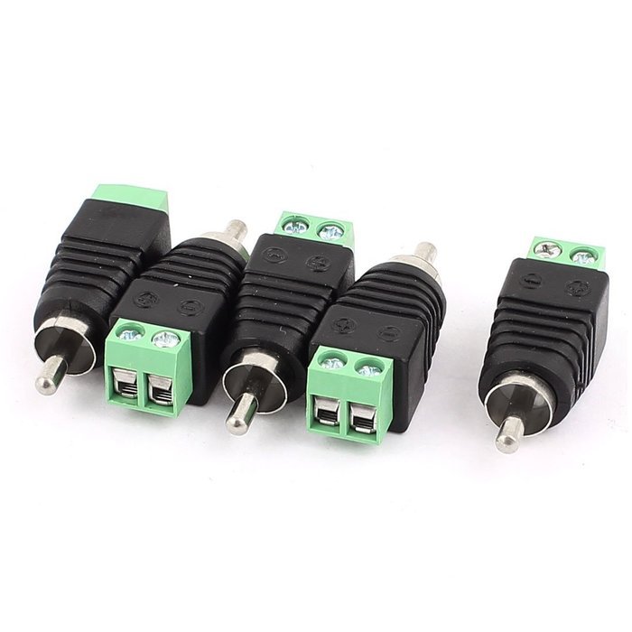 uxcell 5 Pcs Speaker RCA Wire to AV Phono Male RCA Connector Jack Adapter