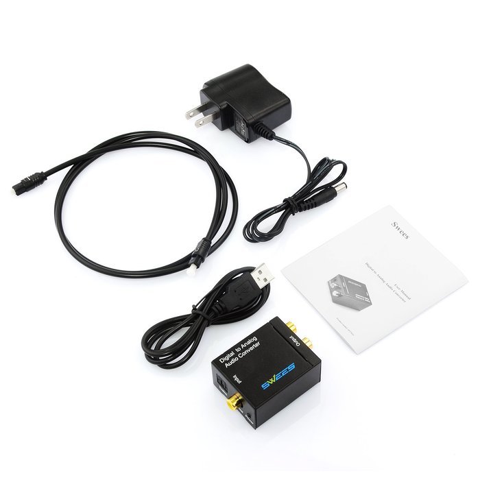 Swees Digital Coax and Optical Toslink to Analog RCA Audio Converter Adapter RCA L/R output with Optical Toslink... N8