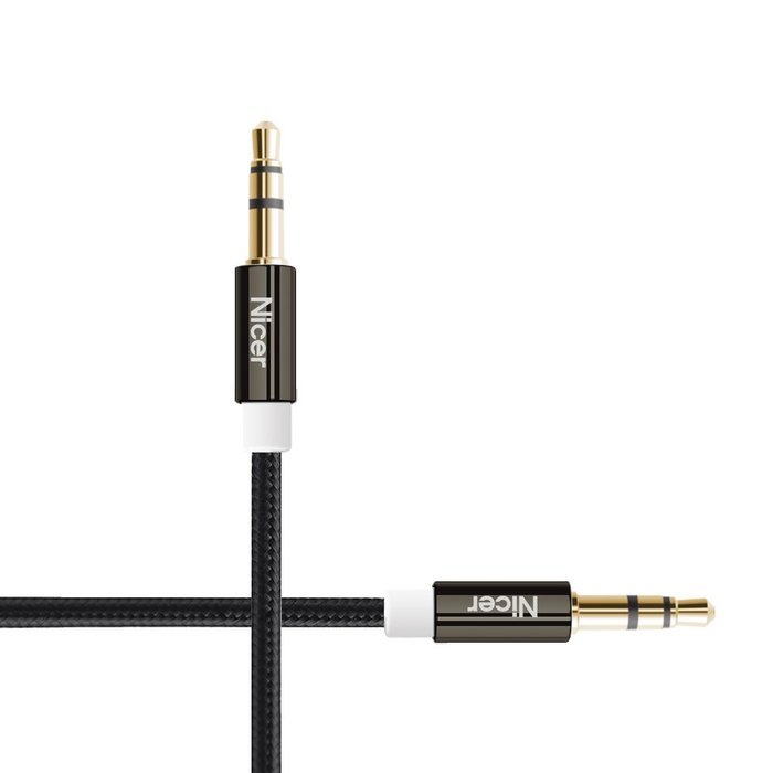 Nicer&reg; 6.6 Ft Premium Nylon Audio Cable / Aux Cord ,3.5mm Auxiliary Aux Cable for Car Stereo, Apple iphone, ipad... N10
