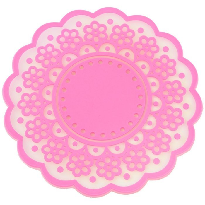 Coasters Beverage Bar Soft Silicone Lace Coasters for Wine, Glass, Tea Set of 6