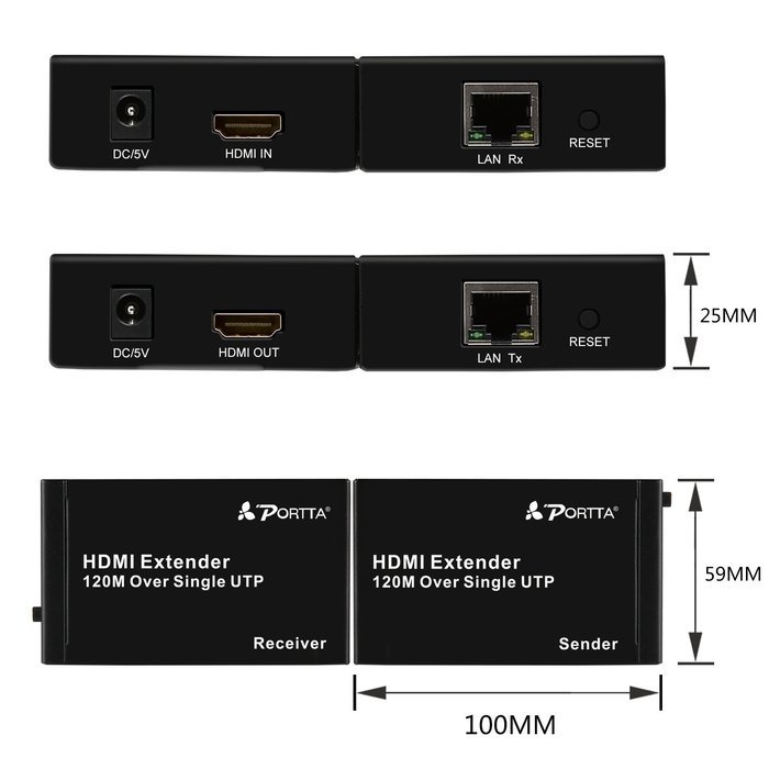 Portta PET50EP HDMI Extender over Single UTP CAT5e/CAT6 Cable up to 50m support 3D N11