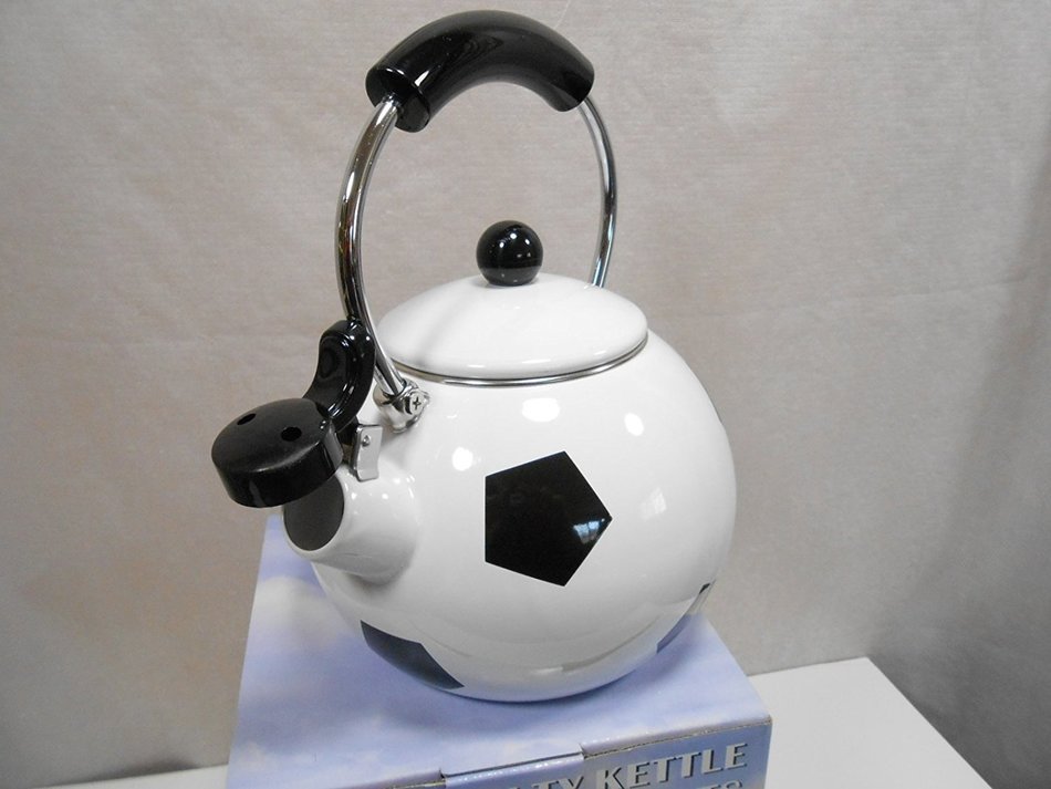 Novelty Soccer Ball Tea Kettle Enamel on Steel 2.5 Qts N3