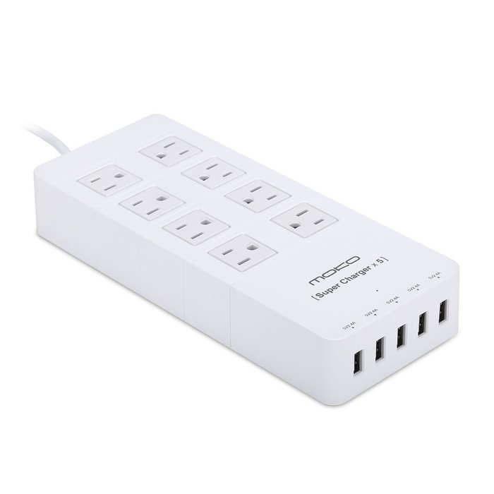 MoKo 8-Outlet 1250W Power Strip Surge Protector, with 5-Port USB Smart Charger 4.6ft Power Cord, for iPhone 7... N7