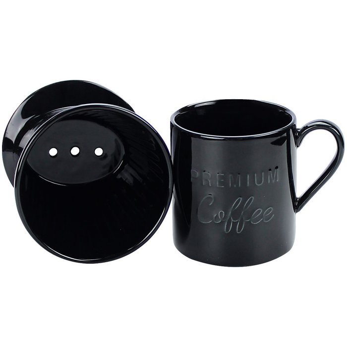 Pour Over Coffee Dripper - with Bonus Porcelain Mug, Black - by Sweese