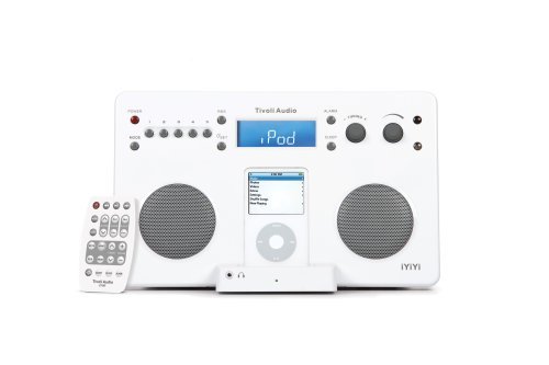 Tivoli iYiYi High-Fidelity AM/FM Stereo System with Alarm Clock and iPod Dock (White/Silver) N2