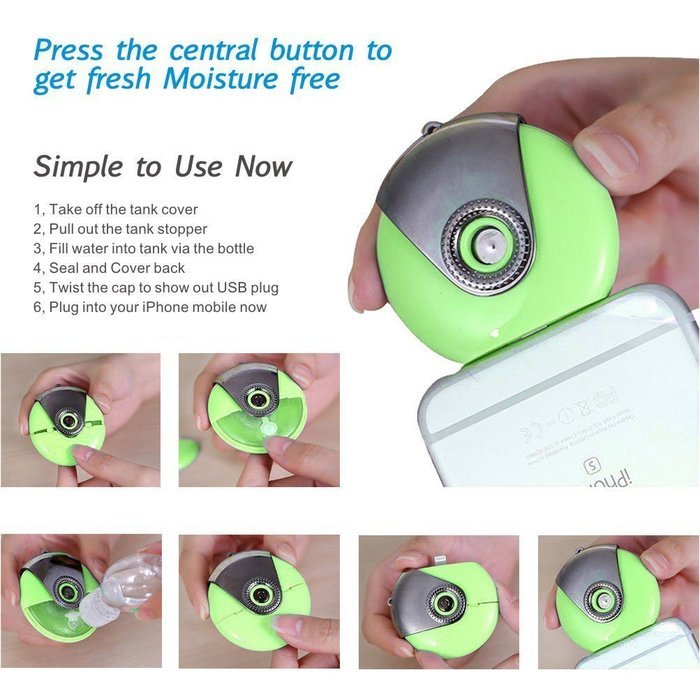 Mini phone Humidifier Aromatherapy essential oil diffuser and Mist Maker Fogger Beauty replenishment for iphone... N12