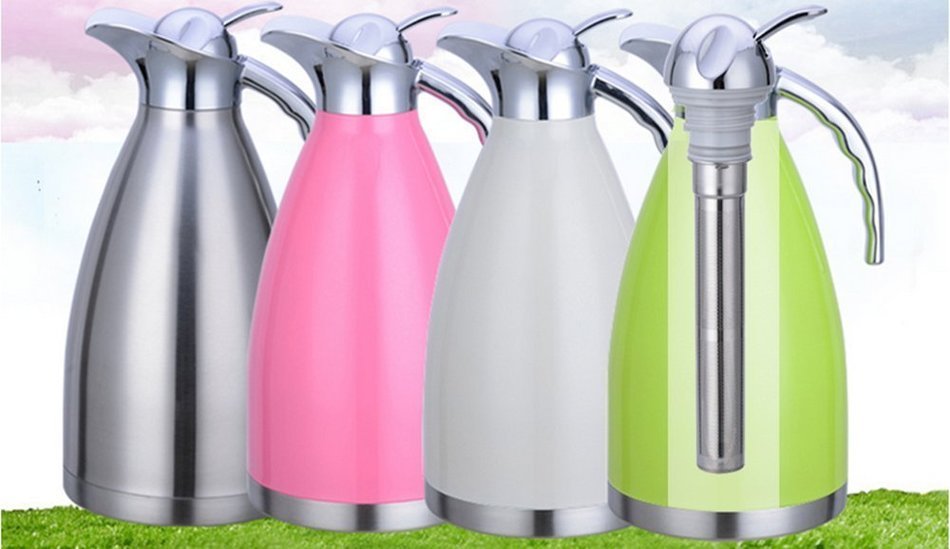 MEGOOD 1.5L Stainless Steel Coffee Pot with Tea Leakage Home Vacuum Insulation Kettle(Pink) N2