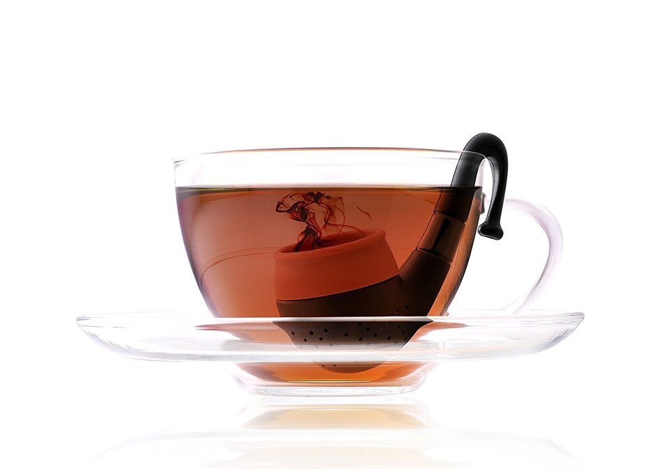 Pipe Tea Infuser - Highest Quality Silicone Loose Leaf or Herbal Tea Infuser Strainer Filter (Black)
