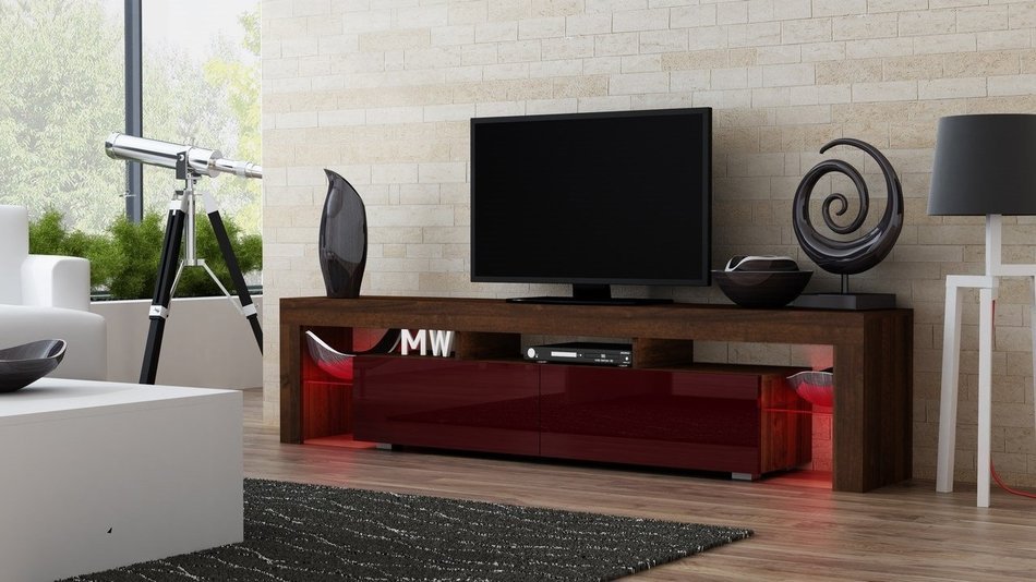 TV Stand MILANO 200 Walnut Line / Modern LED TV Cabinet / Living Room Furniture / Tv Cabinet fit for up to 90-... N8