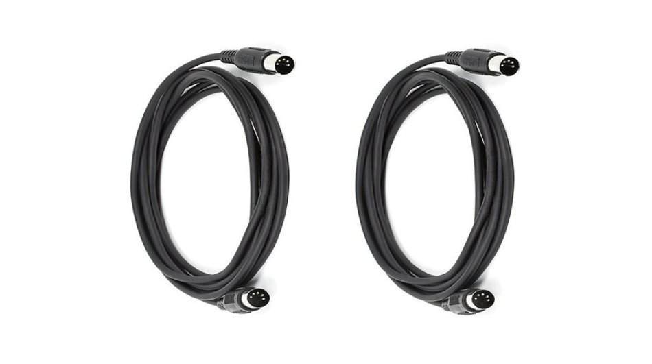 C&E 2 PCS, MIDI Cable with 5 Pin DIN Plugs, 10 Feet Black, CNE585437 N6