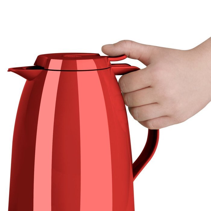 Emsa Mambo High Impact Plastic Thermal Carafe with Glass Liner, 34 oz, Red