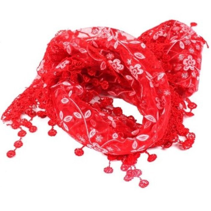 Lady Women's Floral Print Lace Sheer Tassel Mantilla Scarf Shawl Wrap Vogue N6