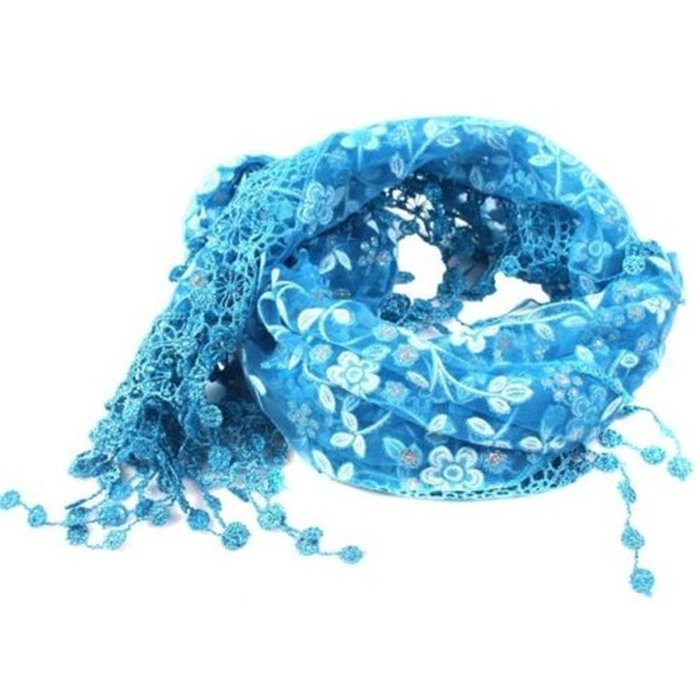 Lady Women's Floral Print Lace Sheer Tassel Mantilla Scarf Shawl Wrap Vogue N7