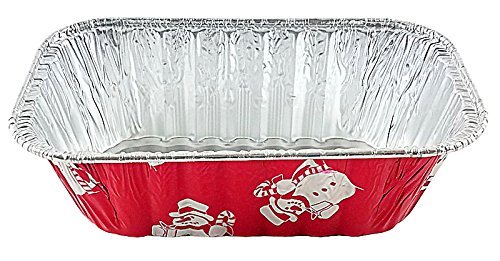 Handi-Foil 1 lb. Red Christmas Holiday Snowman Aluminum Foil Mini-Loaf Pan w/Clear Dome Lid (100) N2