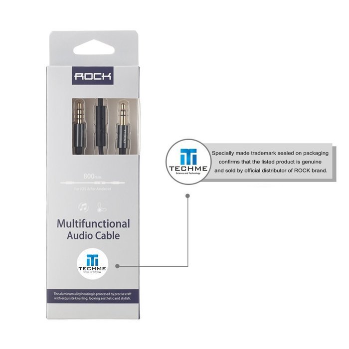 ROCK Stylish 3.5mm Multifunctional Audio Cable for AUX Devices, In-line Control, Tangle-free, High Flexibility...