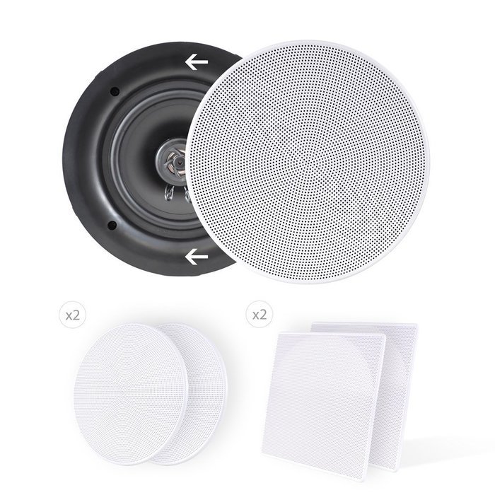 Pyle Ceiling Speakers - Stereo Home Theater Speakers - in Wall Speakers Flush Mount - 5.25-Inch White 150 Watt... N2