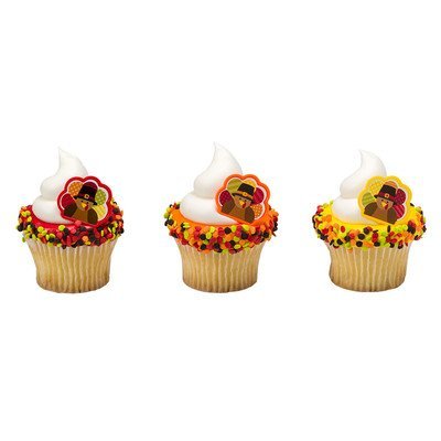Thanksgiving Turkey Cupcake Topper Rings - 24 pc