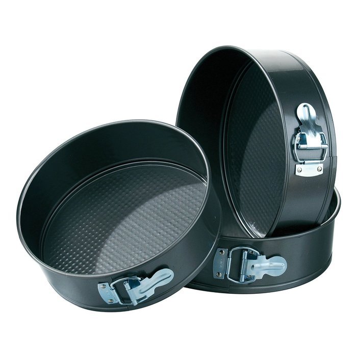 Pack of 3 Non-Stick Springform Round Cake Tins for Baking 18cm, 22cm & 26cm by Silicone Bakeware