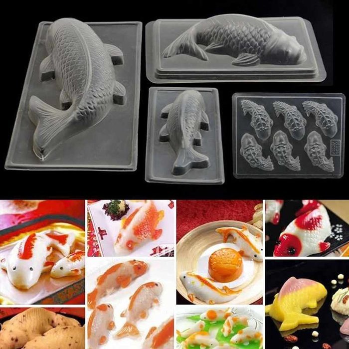 Fashionclubs 3D Koi Fish Plastic Jelly Chocolate Fondant Mold Sugarcraft Mold (L)