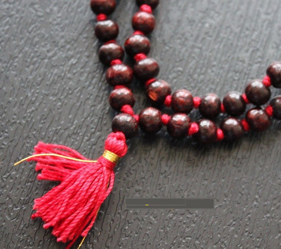 7mm red wood chandan mala (sandalwood) mala 108+1 beads for japa and ...