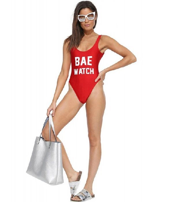 HOT Sale!Canserin Women Sexy Backless "BAE WATCH" Bodysuit Beachwear(with 2 Chest pads) N23